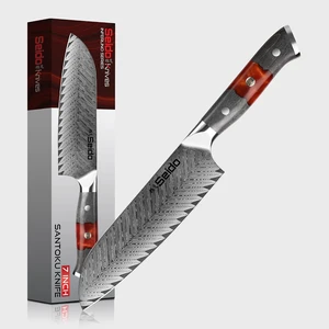 Seido Knives Inferuno 7" Santoku Knife - Red & Black Seido Knives Inferuno 7" Santoku Knife - Red & Black