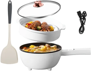 Fresh Fab Finds iMounTEK Electric Hot Pot Non-Stick Frying Pan Portable Rapid Noodles Cooker with Long Handle Steamer Spatula Dual Power Control Overheat Dry-Boil Protection - White Fresh Fab Finds iMounTEK Electric Hot Pot Non-Stick Frying Pan Portable Rapid Noodles Cooker with Long Handle Steamer Spatula Dual Power Control Overheat Dry-Boil Protection - White