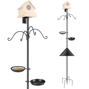 Fresh Fab Finds 94Inch Squirrel Proof Bird Feeder Pole Heavy-Duty Bird House Pole Outdoor Bird Feeding Station with 5 Adjustable Heights 4 Shepherd Hooks Top & - Black Fresh Fab Finds 94Inch Squirrel Proof Bird Feeder Pole Heavy-Duty Bird House Pole Outdoor Bird Feeding Station with 5 Adjustable Heights 4 Shepherd Hooks Top & - Black