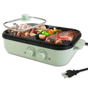 Fresh Fab Find Electric Hot Pot with Grill 2-in-1 Hot Pot and Frying Pan Portable Non-Stick Pot and Griddle Electric Cooker Pot with Glass Lid Fast Heating for 1-2 P - Mint Fresh Fab Find Electric Hot Pot with Grill 2-in-1 Hot Pot and Frying Pan Portable Non-Stick Pot and Griddle Electric Cooker Pot with Glass Lid Fast Heating for 1-2 P - Mint