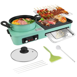 Fresh Fab Find 3-in-1 Electric Hot Pot Grill Combo 1600W Korean BBQ Shabu w/ Temp Control - Green Fresh Fab Find 3-in-1 Electric Hot Pot Grill Combo 1600W Korean BBQ Shabu w/ Temp Control - Green