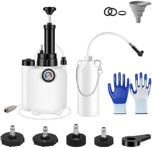 Fresh Fab Find 3L Manual Brake Bleeder Kit One Person Brake Bleed Vacuum Pump Automotive Brake Fluid Bleeding Kit with 1L Waste Oil Bottle 4 Master Cylinder Adapters - White Fresh Fab Find 3L Manual Brake Bleeder Kit One Person Brake Bleed Vacuum Pump Automotive Brake Fluid Bleeding Kit with 1L Waste Oil Bottle 4 Master Cylinder Adapters - White