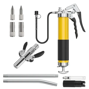 Fresh Fab Find Grease Gun Kit Fit for 14 Oz Grease Tube 7000 PSI High Pressure Pistol Grip Grease Gun with Lock Coupler 11.8 Spring Flex Hose Jaw Couplers Sharp Noz - Multi Fresh Fab Find Grease Gun Kit Fit for 14 Oz Grease Tube 7000 PSI High Pressure Pistol Grip Grease Gun with Lock Coupler 11.8 Spring Flex Hose Jaw Couplers Sharp Noz - Multi