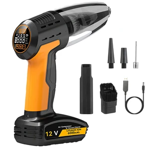 Fresh Fab Find 4 In 1 Cordless Car Vacuum Cleaner and Tire Inflator with LED Light Digital Display Tire Pressure Gauge 150PSI Rechargeable Air Compressor Pump Essent - Black Fresh Fab Find 4 In 1 Cordless Car Vacuum Cleaner and Tire Inflator with LED Light Digital Display Tire Pressure Gauge 150PSI Rechargeable Air Compressor Pump Essent - Black