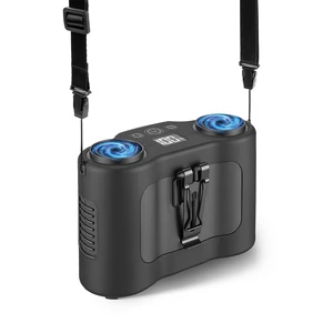 Fresh Fab Find 16000mAh 4 In 1 Dual-Turbine Waist Clip Fan Wearable Personal Fan Hands-Free with 5 Speeds LCD Display Lanyard Double As Power Bank for Jobsites Campi - Black Fresh Fab Find 16000mAh 4 In 1 Dual-Turbine Waist Clip Fan Wearable Personal Fan Hands-Free with 5 Speeds LCD Display Lanyard Double As Power Bank for Jobsites Campi - Black