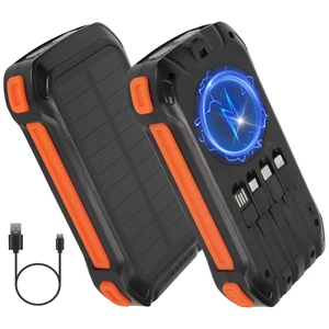Fresh Fab Find Portable Solar Charger 49800mAh Power Bank External Battery Pack 22.5W PD Fast Charging Built in 4 Cables 15W Wireless Charging LED Flashlight for Cam - Orange Fresh Fab Find Portable Solar Charger 49800mAh Power Bank External Battery Pack 22.5W PD Fast Charging Built in 4 Cables 15W Wireless Charging LED Flashlight for Cam - Orange
