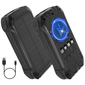 Fresh Fab Find Portable Solar Charger 49800mAh Power Bank External Battery Pack 22.5W PD Fast Charging Built in 4 Cables 15W Wireless Charging LED Flashlight for Cam - Black Fresh Fab Find Portable Solar Charger 49800mAh Power Bank External Battery Pack 22.5W PD Fast Charging Built in 4 Cables 15W Wireless Charging LED Flashlight for Cam - Black