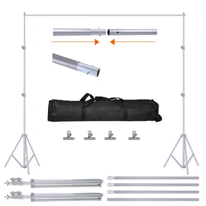 Fresh Fab Find 6.5 x 10ft Photo Video Studio Backdrop Background Stand Adjustable Heavy Duty Photography Backdrop Support Stand Set with Carrying Bag Clamps - Silver Fresh Fab Find 6.5 x 10ft Photo Video Studio Backdrop Background Stand Adjustable Heavy Duty Photography Backdrop Support Stand Set with Carrying Bag Clamps - Silver