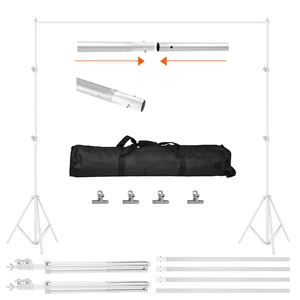 Fresh Fab Find 6.5 x 10ft Photo Video Studio Backdrop Background Stand Adjustable Heavy Duty Photography Backdrop Support Stand Set with Carrying Bag Clamps - White Fresh Fab Find 6.5 x 10ft Photo Video Studio Backdrop Background Stand Adjustable Heavy Duty Photography Backdrop Support Stand Set with Carrying Bag Clamps - White