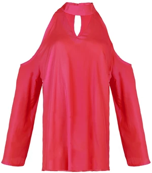 Fresh Fab Find Womens Off Shoulder V-Neck Long Sleeve Solid T-Shirt - Red Fresh Fab Find Womens Off Shoulder V-Neck Long Sleeve Solid T-Shirt - Red