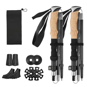 Fresh Fab Find 2Pcs Folding Hiking Poles Collapsible Trekking Sticks w/ EVA Foam Grips - Black Fresh Fab Find 2Pcs Folding Hiking Poles Collapsible Trekking Sticks w/ EVA Foam Grips - Black