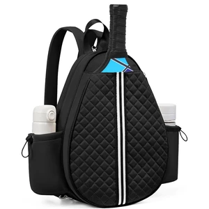 Fresh Fab Find Pickleball Sling Bag for Men Women Waterproof Badminton Tennis Backpack with Wet Pocket Hidden Fence Hook Machine Washable - Black Fresh Fab Find Pickleball Sling Bag for Men Women Waterproof Badminton Tennis Backpack with Wet Pocket Hidden Fence Hook Machine Washable - Black