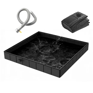 Fresh Fab Find 41x41x5.5in Portable Shower Pan Foldable Shower Basin Collapsible Camping Shower Tent Base with Detachable Drain Pipe for Indoor & Outdoor - Black Fresh Fab Find 41x41x5.5in Portable Shower Pan Foldable Shower Basin Collapsible Camping Shower Tent Base with Detachable Drain Pipe for Indoor & Outdoor - Black
