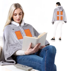 Fresh Fab Find Wearable Heated Throw Blanket Double-Sided Flannel Portable Electric Heating Hoodie For Women Men Machine Washable 3 Heating Levels Battery Operated - Gray Fresh Fab Find Wearable Heated Throw Blanket Double-Sided Flannel Portable Electric Heating Hoodie For Women Men Machine Washable 3 Heating Levels Battery Operated - Gray