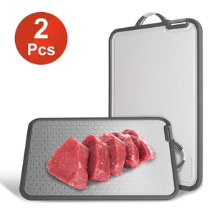 Fresh Fab Find 2Pcs Double Sided Cutting Board Stainless Steel PP Chopping Board Lightweight Kitchen Cutting Board Mesh Design with Grinding Zone Knife Sharpener Han - Black Fresh Fab Find 2Pcs Double Sided Cutting Board Stainless Steel PP Chopping Board Lightweight Kitchen Cutting Board Mesh Design with Grinding Zone Knife Sharpener Han - Black