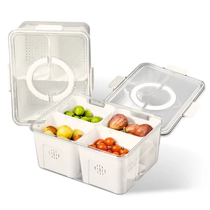 Fresh Fab Find 2Pack Airtight Fruit Storage Containers 4-Compartment Food Storage Containers Fruit Vegetable Organizers with 8 Removable Colanders for Fridge Picnic - White Fresh Fab Find 2Pack Airtight Fruit Storage Containers 4-Compartment Food Storage Containers Fruit Vegetable Organizers with 8 Removable Colanders for Fridge Picnic - White