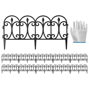 Fresh Fab Find 10 Packs Garden Decorative Lawn Edging Border PP Garden Fence Panels Easy Assembly Outdoor Flower Bed Landscape Fencing No-Dig Spikes with Gloves Tota - Black Fresh Fab Find 10 Packs Garden Decorative Lawn Edging Border PP Garden Fence Panels Easy Assembly Outdoor Flower Bed Landscape Fencing No-Dig Spikes with Gloves Tota - Black
