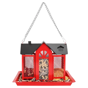 Fresh Fab Find Metal Hanging Bird Feeder House Classic Barn Bird Feeder House Iron Hanging Outdoor Feeder with Visible Window and Lift Top Lid 15.75in Hanging Length - Red Fresh Fab Find Metal Hanging Bird Feeder House Classic Barn Bird Feeder House Iron Hanging Outdoor Feeder with Visible Window and Lift Top Lid 15.75in Hanging Length - Red
