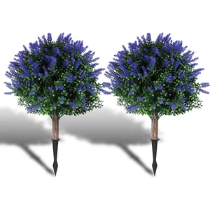 Fresh Fab Find 2 Packs Artificial Lavender Topiary Ball Trees UV Resistant Artificial Shrubs Fake Plants Evergreen Artificial Bush with Ground Spike for Indoor Outdo Fresh Fab Find 2 Packs Artificial Lavender Topiary Ball Trees UV Resistant Artificial Shrubs Fake Plants Evergreen Artificial Bush with Ground Spike for Indoor Outdo