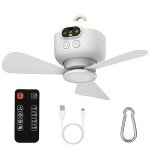 Fresh Fab Find 2 In 1 Portable Camping Fan with LED Lantern 8000mAh Battery Powered Tent Fan with Carabiner Digital Display 4 Speeds 4 Timer Settings for Camping Can - White Fresh Fab Find 2 In 1 Portable Camping Fan with LED Lantern 8000mAh Battery Powered Tent Fan with Carabiner Digital Display 4 Speeds 4 Timer Settings for Camping Can - White