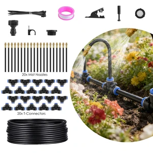 Fresh Fab Find 360° Bendable Drip Irrigation System with 49FT 5/8 Tubing Hose 5/16 Faucet Connector Automatic Watering Misting Kit For Garden Greenhouse Yard Lawn - Black Fresh Fab Find 360° Bendable Drip Irrigation System with 49FT 5/8 Tubing Hose 5/16 Faucet Connector Automatic Watering Misting Kit For Garden Greenhouse Yard Lawn - Black