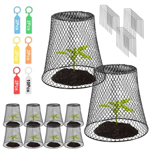 Fresh Fab Find 10Pack 9.25x9.25in Chicken Wire Plant Covers w/ 30 Stakes & 20 Labels - Gray Fresh Fab Find 10Pack 9.25x9.25in Chicken Wire Plant Covers w/ 30 Stakes & 20 Labels - Gray