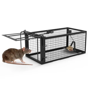 Fresh Fab Find 1Pc Rat Trap Cage Humane Live Rodent Trap Cage Galvanized Iron Mice Mouse Control Bait Catch with Detachable U Shaped Rod - Black Fresh Fab Find 1Pc Rat Trap Cage Humane Live Rodent Trap Cage Galvanized Iron Mice Mouse Control Bait Catch with Detachable U Shaped Rod - Black