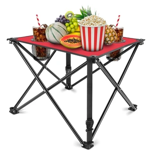 Fresh Fab Find 1Pc Foldable Camping Table Portable Picnic Table Lightweight Travel Desk with 2 Cup Holders Carrying Bag - Red Fresh Fab Find 1Pc Foldable Camping Table Portable Picnic Table Lightweight Travel Desk with 2 Cup Holders Carrying Bag - Red
