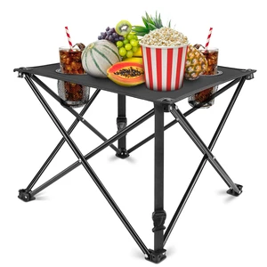 Fresh Fab Find 1Pc Foldable Camping Table Portable Picnic Table Lightweight Travel Desk with 2 Cup Holders Carrying Bag - Black Fresh Fab Find 1Pc Foldable Camping Table Portable Picnic Table Lightweight Travel Desk with 2 Cup Holders Carrying Bag - Black