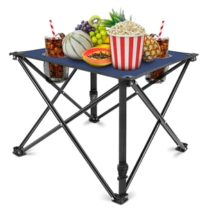 Fresh Fab Find 2Pcs Foldable Camping Table Portable Picnic Table Lightweight Travel Desk with 2 Cup Holders/Table Carrying Bag - Blue Fresh Fab Find 2Pcs Foldable Camping Table Portable Picnic Table Lightweight Travel Desk with 2 Cup Holders/Table Carrying Bag - Blue