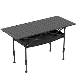 Fresh Fab Find Folding Camping Table Adjustable Height w/ Hanging Net Rustproof Steel - Black Fresh Fab Find Folding Camping Table Adjustable Height w/ Hanging Net Rustproof Steel - Black