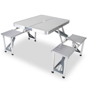 Fresh Fab Find Folding Picnic Table w/ 4 Seats & Umbrella Hole 859LBS Capacity - Gray Fresh Fab Find Folding Picnic Table w/ 4 Seats & Umbrella Hole 859LBS Capacity - Gray