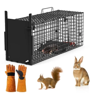 Fresh Fab Find 26in Single Door Live Animal Cage Trap For Animals Under 5LBS Easy To Setup Humane Galvanized Iron Trap Cage For Small Cats Rabbits Squirrels Moles Ch - Black Fresh Fab Find 26in Single Door Live Animal Cage Trap For Animals Under 5LBS Easy To Setup Humane Galvanized Iron Trap Cage For Small Cats Rabbits Squirrels Moles Ch - Black