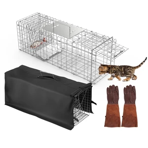 Fresh Fab Find 31x12x11 Folding Live Animal Trap Cage With Waterproof Cover And Gloves Humane Easy To Catch And Release Trap For Stray Cats Raccoons Squirrel Skunk - Black Fresh Fab Find 31x12x11 Folding Live Animal Trap Cage With Waterproof Cover And Gloves Humane Easy To Catch And Release Trap For Stray Cats Raccoons Squirrel Skunk - Black