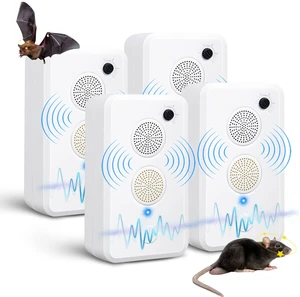 Fresh Fab Find 4Pack Rechargeable Ultrasonic Bat Repellent Indoor Outdoor Bird Mouse Deterrent Device with 6 Adjustable Levels for Attic Porch House - White Fresh Fab Find 4Pack Rechargeable Ultrasonic Bat Repellent Indoor Outdoor Bird Mouse Deterrent Device with 6 Adjustable Levels for Attic Porch House - White