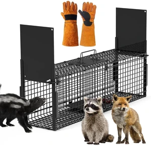 Fresh Fab Find 40in 2 Door Live Animal Cage Trap For Animals Under 18LBS Easy To Setup Humane Galvanized Iron Trap Cage For Raccoons Armadillos Foxes Opossums Muskra - Black Fresh Fab Find 40in 2 Door Live Animal Cage Trap For Animals Under 18LBS Easy To Setup Humane Galvanized Iron Trap Cage For Raccoons Armadillos Foxes Opossums Muskra - Black