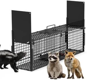 Fresh Fab Find 40in 2 Door Live Animal Cage Trap For Animals Under 18LBS Easy To Setup Humane Galvanized Iron Trap Cage For Raccoons Armadillos Foxes Opossums Muskra - Black Fresh Fab Find 40in 2 Door Live Animal Cage Trap For Animals Under 18LBS Easy To Setup Humane Galvanized Iron Trap Cage For Raccoons Armadillos Foxes Opossums Muskra - Black