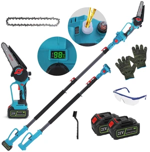 Fresh Fab Find 2-IN-1 Cordless Pole Saw And Mini Chainsaw With Extension Pole 21V Battery 6 Electric Brushless Pole Chainsaw with Digital Display Auto Oiler Safety - Blue Fresh Fab Find 2-IN-1 Cordless Pole Saw And Mini Chainsaw With Extension Pole 21V Battery 6 Electric Brushless Pole Chainsaw with Digital Display Auto Oiler Safety - Blue