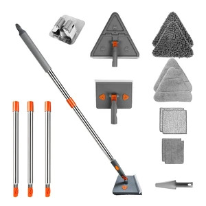 Fresh Fab Find 2 In 1 Baseboard Cleaner Mop Wall Cleaner Mop With Squeegee Extendable Long Handle 8 Reusable Fiber Flannel Chenille Mop Pads 360° Rotatable Convex De - Gray Fresh Fab Find 2 In 1 Baseboard Cleaner Mop Wall Cleaner Mop With Squeegee Extendable Long Handle 8 Reusable Fiber Flannel Chenille Mop Pads 360° Rotatable Convex De - Gray