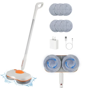 Fresh Fab Find Dual Motor Cordless Spin Mop Self-Propelled Floor Cleaner with 6 Microfiber Pads 2 Speeds 900ML Water Tank One Click Spraying Headlight for Multiple F - White Fresh Fab Find Dual Motor Cordless Spin Mop Self-Propelled Floor Cleaner with 6 Microfiber Pads 2 Speeds 900ML Water Tank One Click Spraying Headlight for Multiple F - White