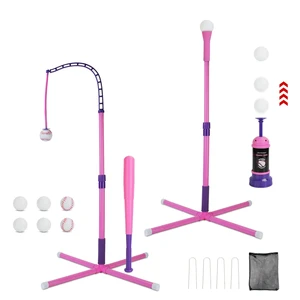 Fresh Fab Find 3-In-1 Baseball Toy Set For 3-5Years Old Kids And Toddlers Includes Tee Ball Stand Hanging Tee Automatic Ball Launcher with Adjustable Height For Indo - Pink Fresh Fab Find 3-In-1 Baseball Toy Set For 3-5Years Old Kids And Toddlers Includes Tee Ball Stand Hanging Tee Automatic Ball Launcher with Adjustable Height For Indo - Pink