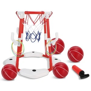 Fresh Fab Find Summer Pool Basketball Hoop Toy Set With 4 Basketballs 4 Circles Pump Floating Swimming Pool Basketball Games Poolside Water Play Toy For 3-12Years Ol - Red Fresh Fab Find Summer Pool Basketball Hoop Toy Set With 4 Basketballs 4 Circles Pump Floating Swimming Pool Basketball Games Poolside Water Play Toy For 3-12Years Ol - Red