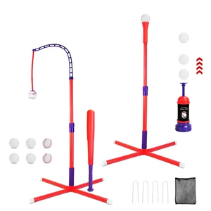 Fresh Fab Find 3-In-1 Baseball Toy Set For 3-5Years Old Kids And Toddlers Includes Tee Ball Stand Hanging Tee Automatic Ball Launcher with Adjustable Height For Indo - Red Fresh Fab Find 3-In-1 Baseball Toy Set For 3-5Years Old Kids And Toddlers Includes Tee Ball Stand Hanging Tee Automatic Ball Launcher with Adjustable Height For Indo - Red