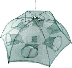 Fresh Fab Finds Portable Foldable 6-Sided Fishing Trap Net for Bait Shrimp Crab - Green - One size