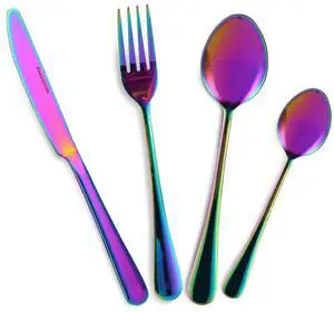 Fresh Fab Finds 4-Piece Stainless Steel Flatware Set Fork Knife Spoon for Home Kitchen Hotel Restaurant - Multi - One Size