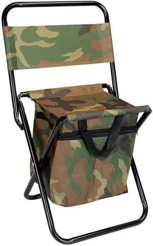 Fresh Fab Finds Foldable Fishing Chair w/ Backrest Cooler Bag - Camo - One Size