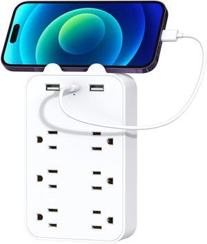DEPOW Multi Plug Wall Outlet, Outlet Extender with 6 Outlets 3 USB (1 USB C) Ports, Outlet Splitter with Phone Holder, Wall Mount Electrical Adapter for Home, School, Office, White