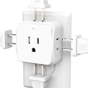 DEPOW Multi Plug Wall Outlet 2 Pack, 5 Outlets Plug Adapter,Outlet Splitter Cruise Ship Essentials, Wall Outlet Extender for Travel, Home, Office, Dorm, Cruise Ship, White