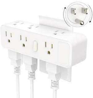 HOPOW Surge Protector Outlet Splitter with 360° Rotating Plug, Multi Plug Wall Outlet Extender with 9 Outlets 4 USB Ports (2 USB-C), 2100 Joules, 3-Sided Power Strip for Home, Office, Travel, White