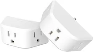 DEPOW Multi Plug Outlet Extender 2 Pack, Outlet Splitter for Bathroom, No Blocking with 3 Way Angled Design, Cruise Essentials, Small Multiple Plug Adapter for Kitchen Office, White DEPOW Multi Plug Outlet Extender 2 Pack, Outlet Splitter for Bathroom, No Blocking with 3 Way Angled Design, Cruise Essentials, Small Multiple Plug Adapter for Kitchen Office, White